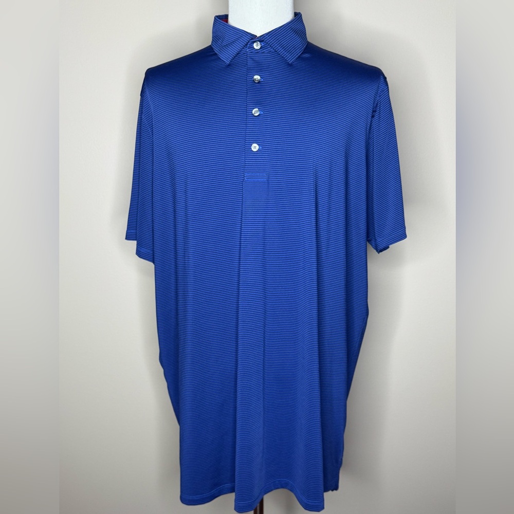 Greyson mens short sleeve polo shirt blue striped size XXL.
